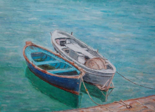 Barche da lavoro - Marzo 2005 - Olio su tela