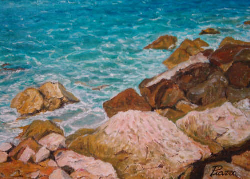 Scogliera - Luglio 2004 - Olio su tela